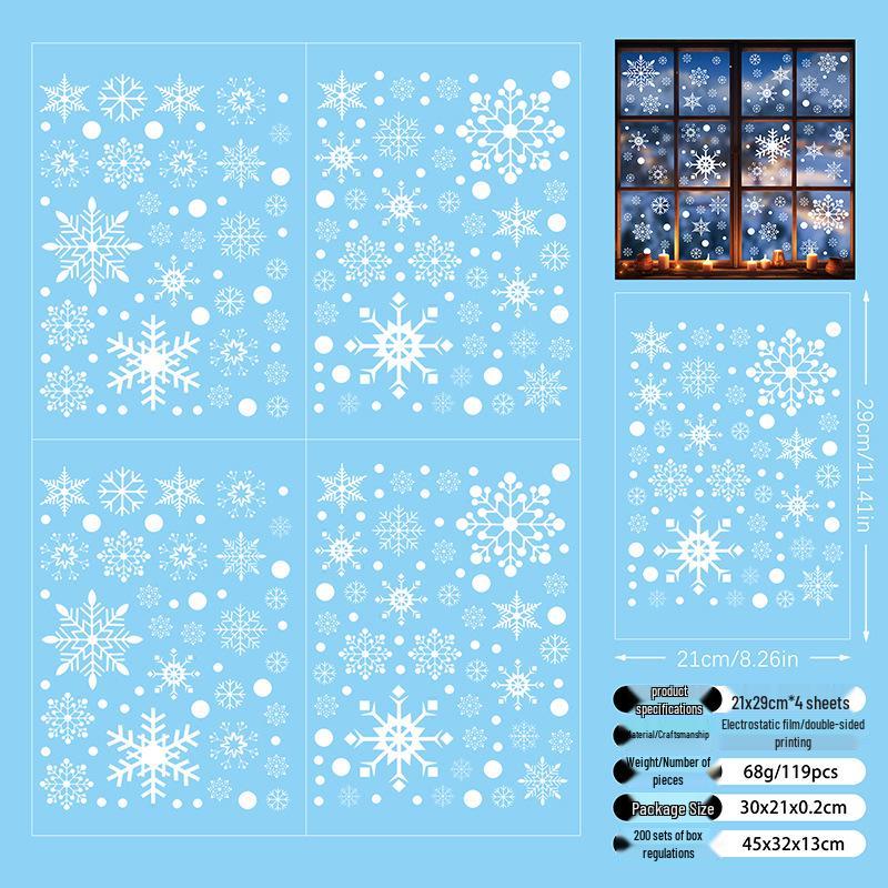 Double-Sided Snowflake Electrostatic Wall & Glass Sticker for Christmas Party Decorations