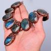 Oval Labradorite Gemstone Copper Birthday Chain Electroformed Necklace Jewelry V-85