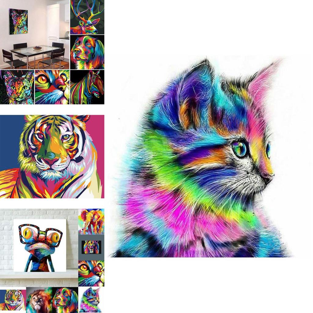 Vibrant Abstract Tiger And Lion Canvas Art For Modern Living Room Decor 40x30cm