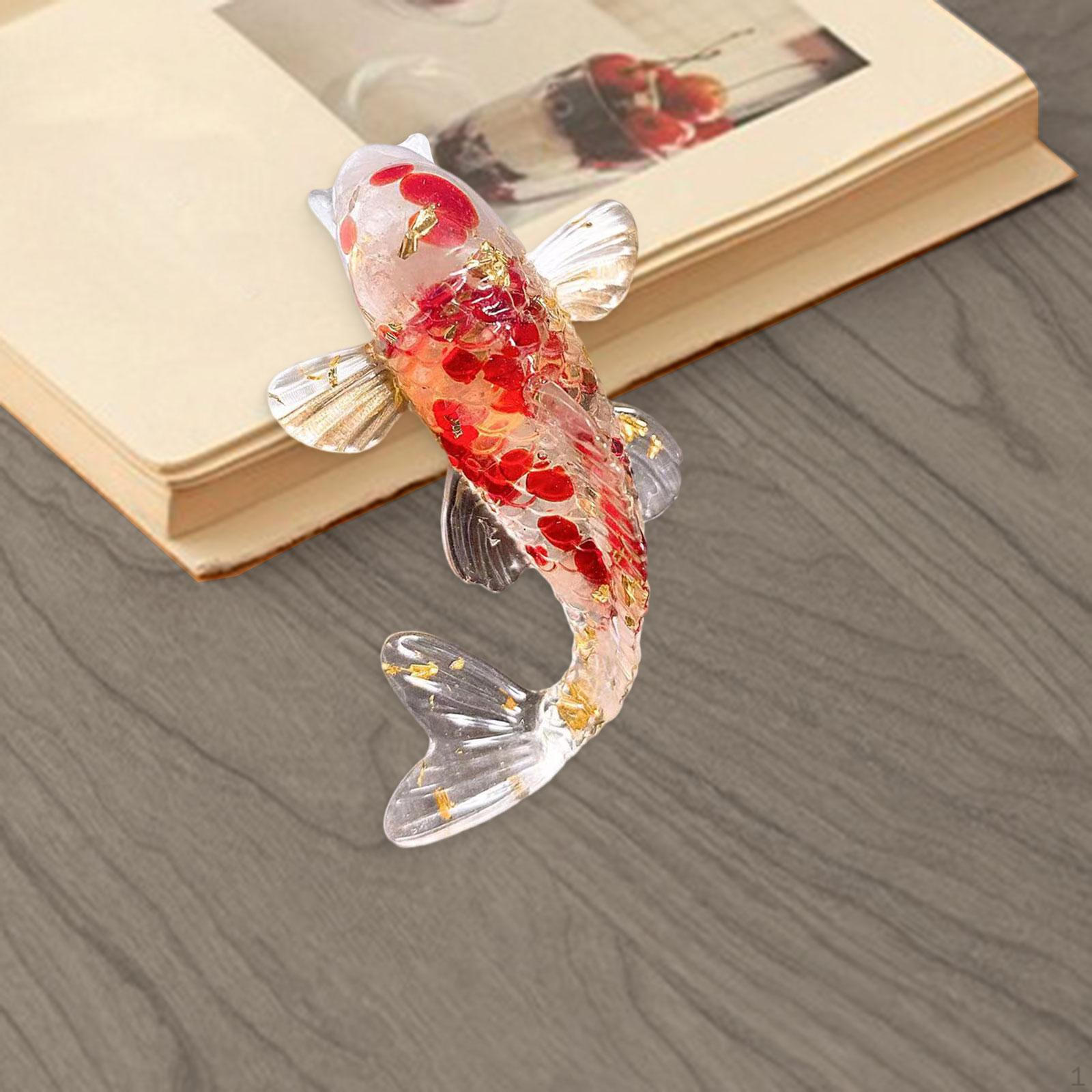 

Figurine, Charm, Cute Collectible, Unique Sculpture, Small Fish Statue for Shelf And Office Red