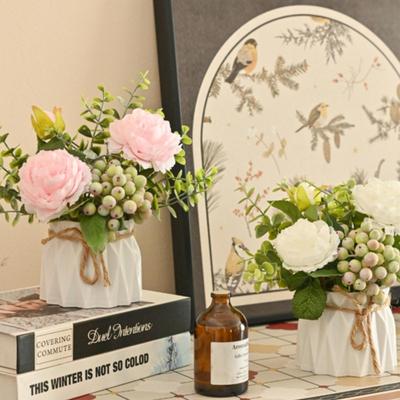 Niche Silk Flower Tabletop Ornament - Artificial Flowers for Living Room, Coffee Table, or Dining Table Decoration.