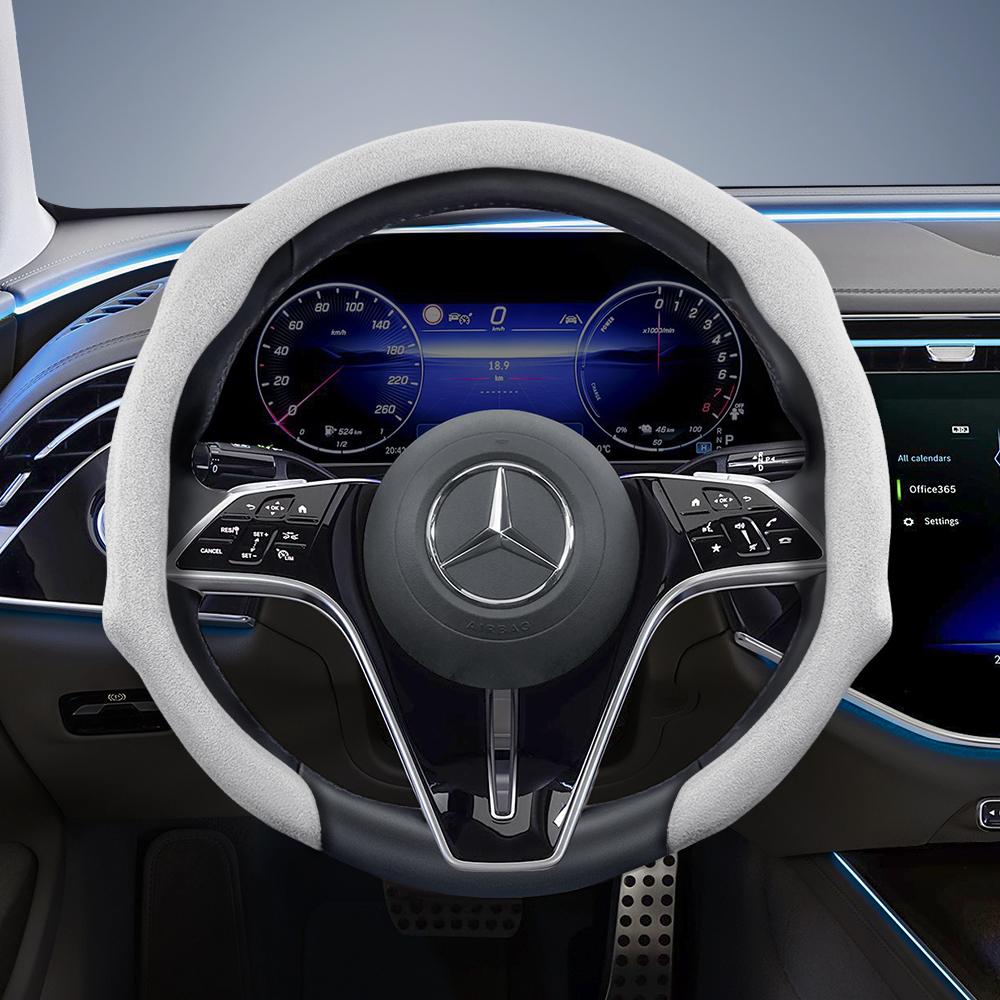 Suitable for Mercedes-Benz Premium Suede Snap-On Steering Wheel Covers, Non-Slip and Durable, Available In Round and D-Shaped Designs