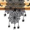 With Spider Pendant Spider Web Black Lace Table Runner Mesh Halloween Table Decoration  Halloween