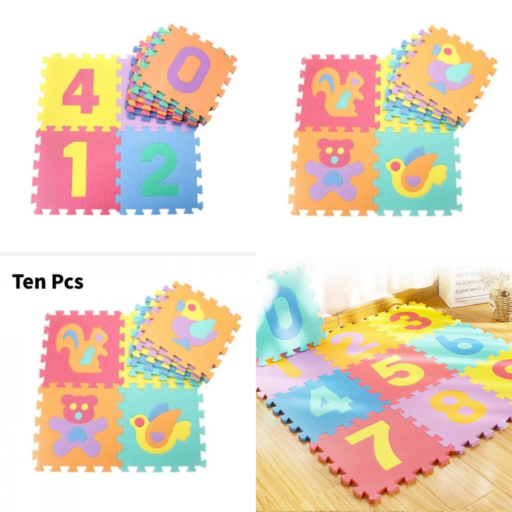 Foam Baby Crawling Mat With Cartoon Puzzle Blocks For Toddler Playroom