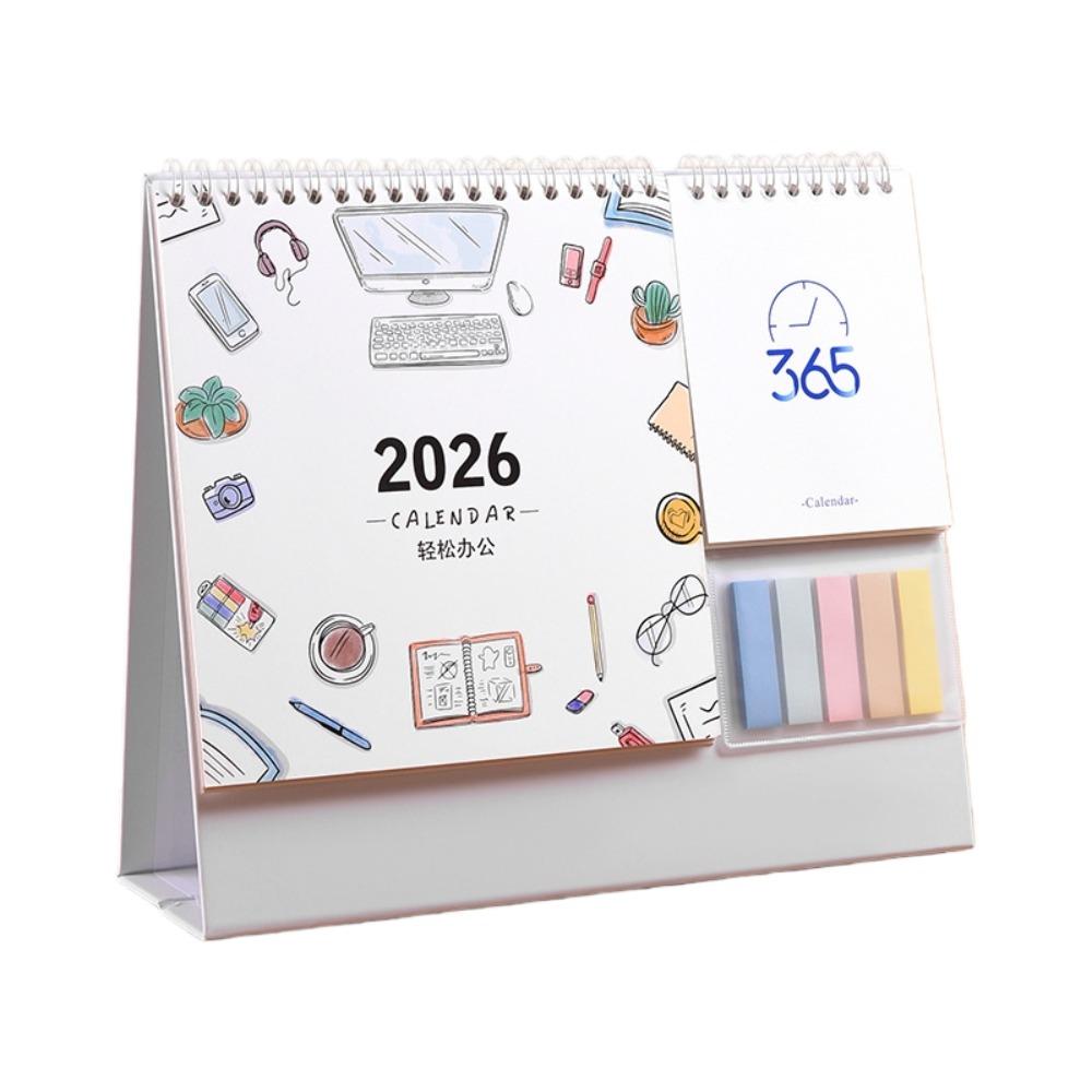Coil Binding 2026 Desk Calendar Month Date Display Standing Flip Calendar Home Decoration