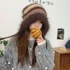New Design Y2k Handbag-hat Hand-crocheted Pullover Beanie Hat Winter Striped Drawstring Hat  Women