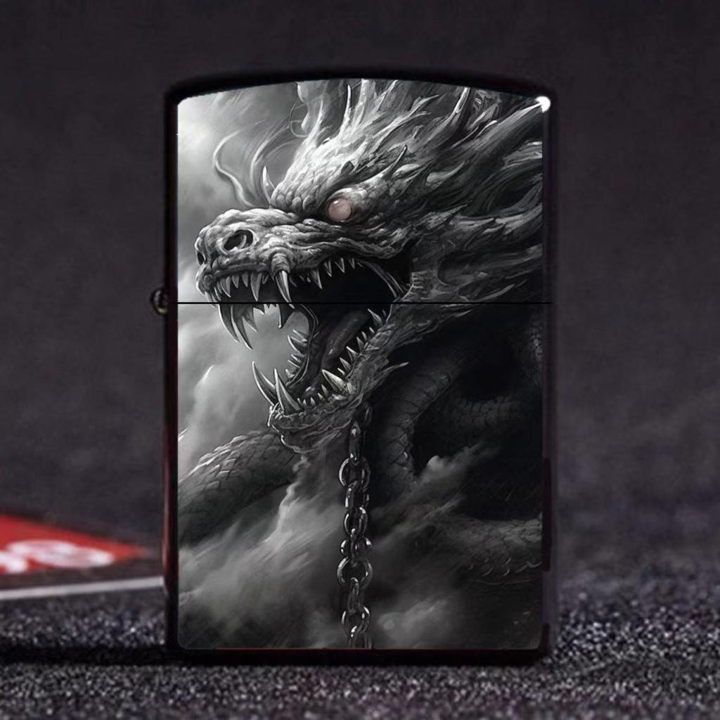 Azure Dragon, White Tiger, Vermilion Bird & Black Tortoise Kerosene Lighter – Creative Design for Douyin