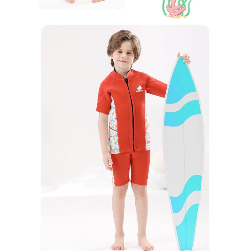 

Новый детский водолазный костюм 2,5 мм, мужской теплый и солнцезащитный водолазный костюм, женский плавательный парусный костюм для сноркелинга, купальник XXXL（14#） оранжевый/красный