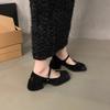 Medium and high-end French versatile heel buckle spring thick heel 2025 retro Mary Jane shoes single shoes women's polishing new models