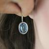 Jianjie 925 Silver Sea Blue Crystal Teardrop Earrings for Women