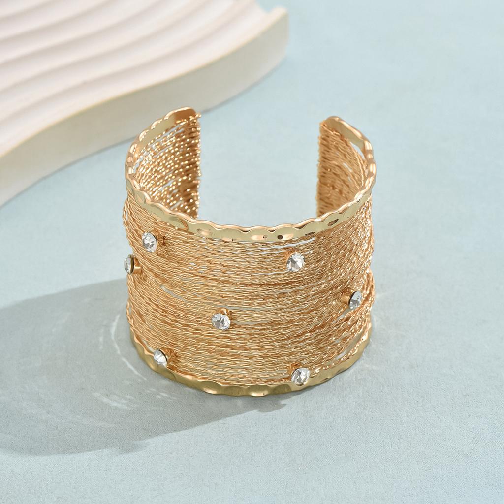 Punkowe szerokie bransoletki mankietowe z cyrkoniami dla kobiet Vintage metalowe szczotkowane bransoletki druciane Bransoletki Boho Fashion Pulseras Biżuteria Prezenty