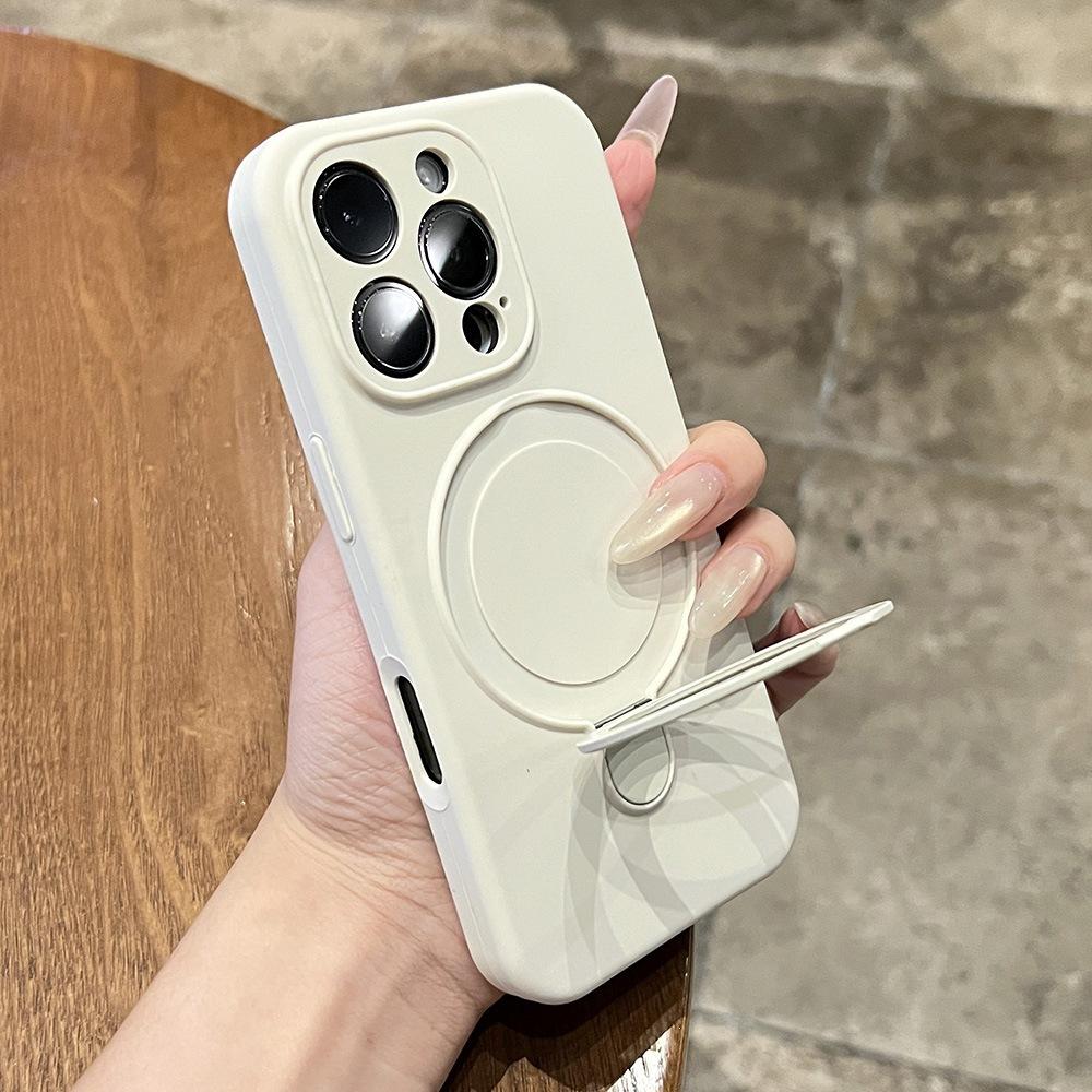 Applicable To iPhone17Promax Mobile Phone Case, Liquid Silicone Integrated Magnetic Suction Bracket, Apple 15 Anti-drop Protective Case.