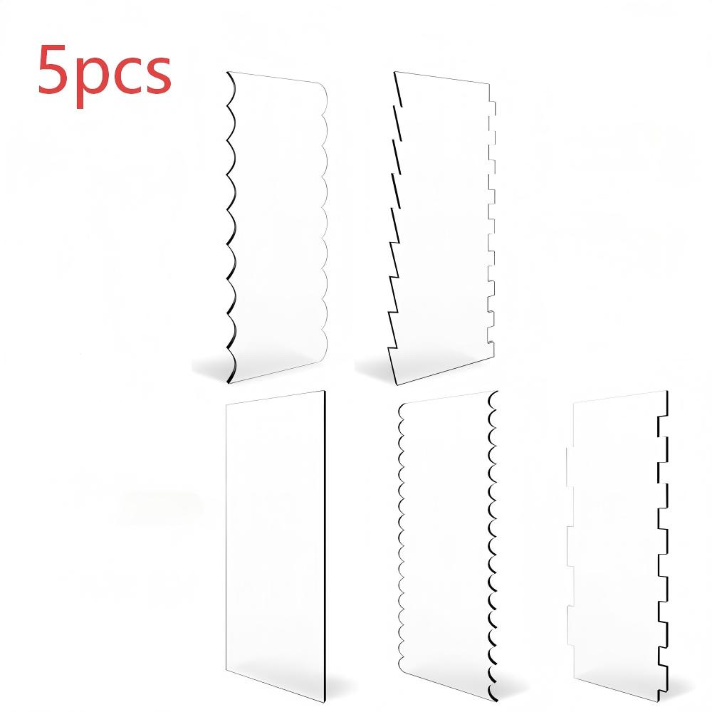 2/5pcs Acrylic Cake Scraper Decorating Contour Stripe Cake Comb Saw Tooth Smoother Buttercream Scraper For Frosting, Mousse