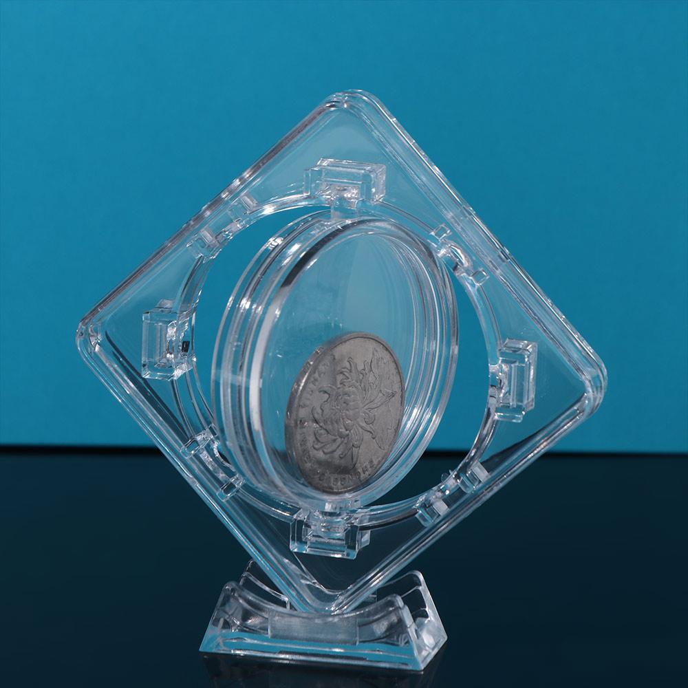 Rotatable Coin Display Case 3D Coin Protector Sleeves Gift Coin Container Box Home Decoration