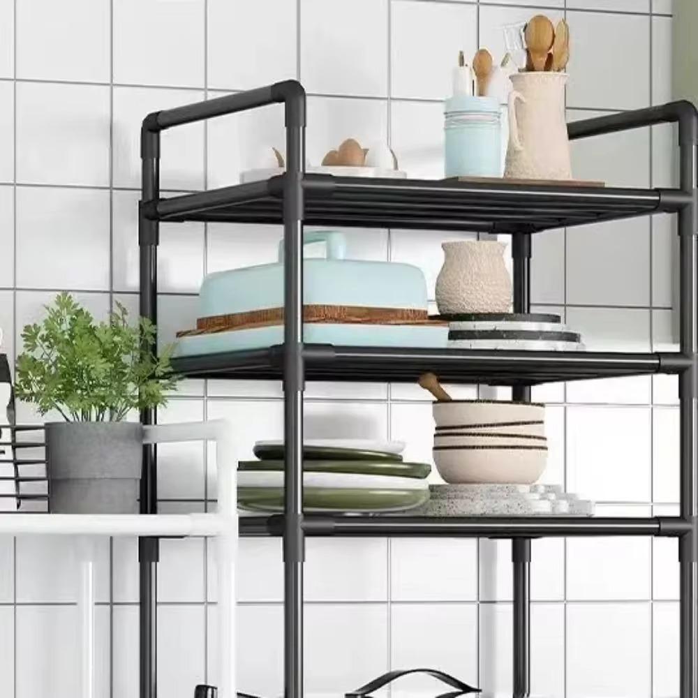 Multi-Layer Kitchen Rack Floor Stand Multi-Layer Household Microwave Stove Shelves Multi Scene Tool Pot Racks Kitchen Storage