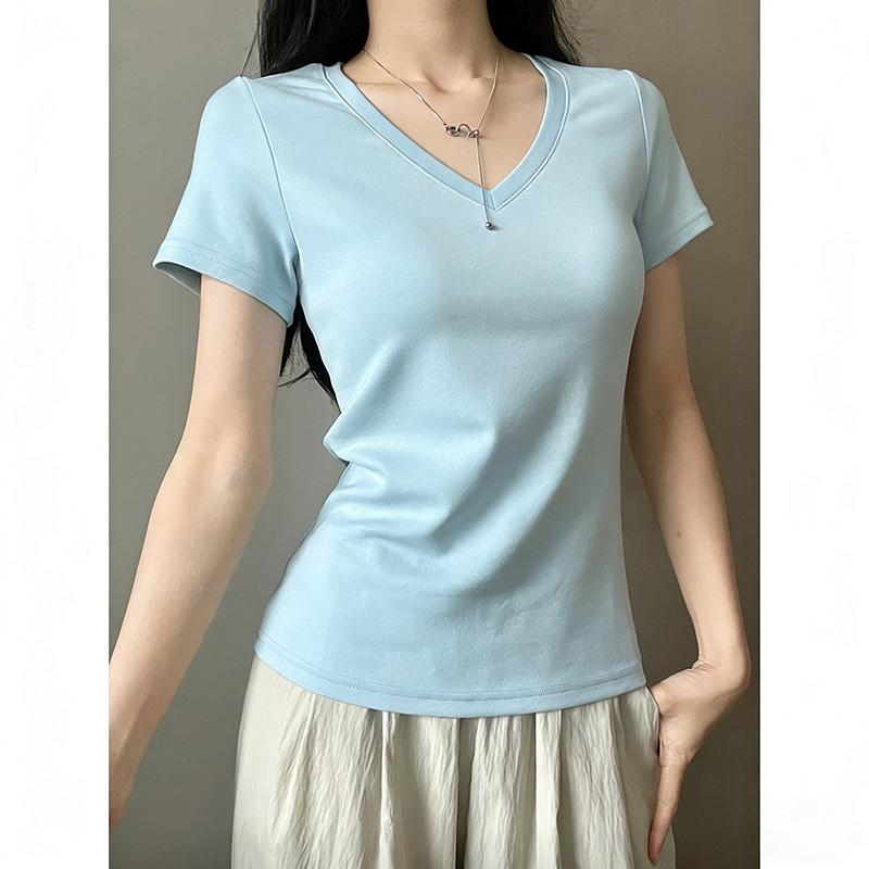 Summer New Slim Fit U Neck T Shirt For Women Casual Daily Wear With Soft Rayon Fabric