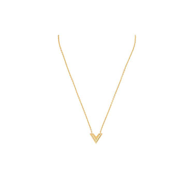 

Louis Vuitton Essential V Logo Metal Necklace Women necklace Gold Brass M61083 Default Packaging