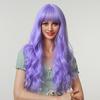 Women Wigs Neat Hair Bangs Breathable Lightweight Halloween Cosplay Long Wave Wigs for Female