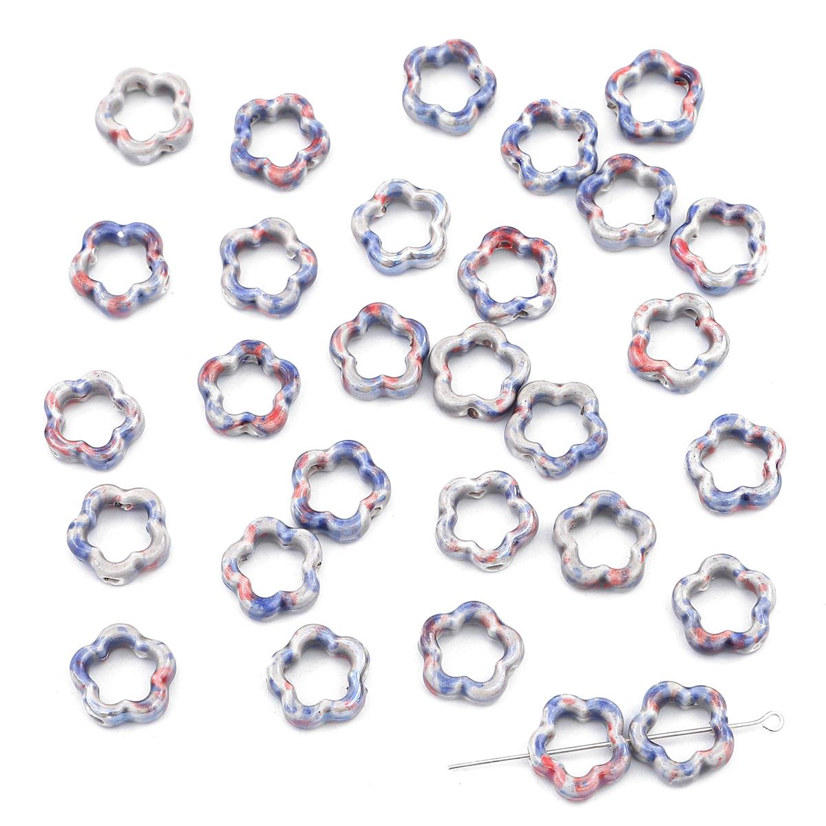 

4 шт./пакет 16 мм фарфоровые керамические бусины с цветком сливы для ожерелья, браслета, серьг, аксессуары для изготовления ювелирных изделий своими руками