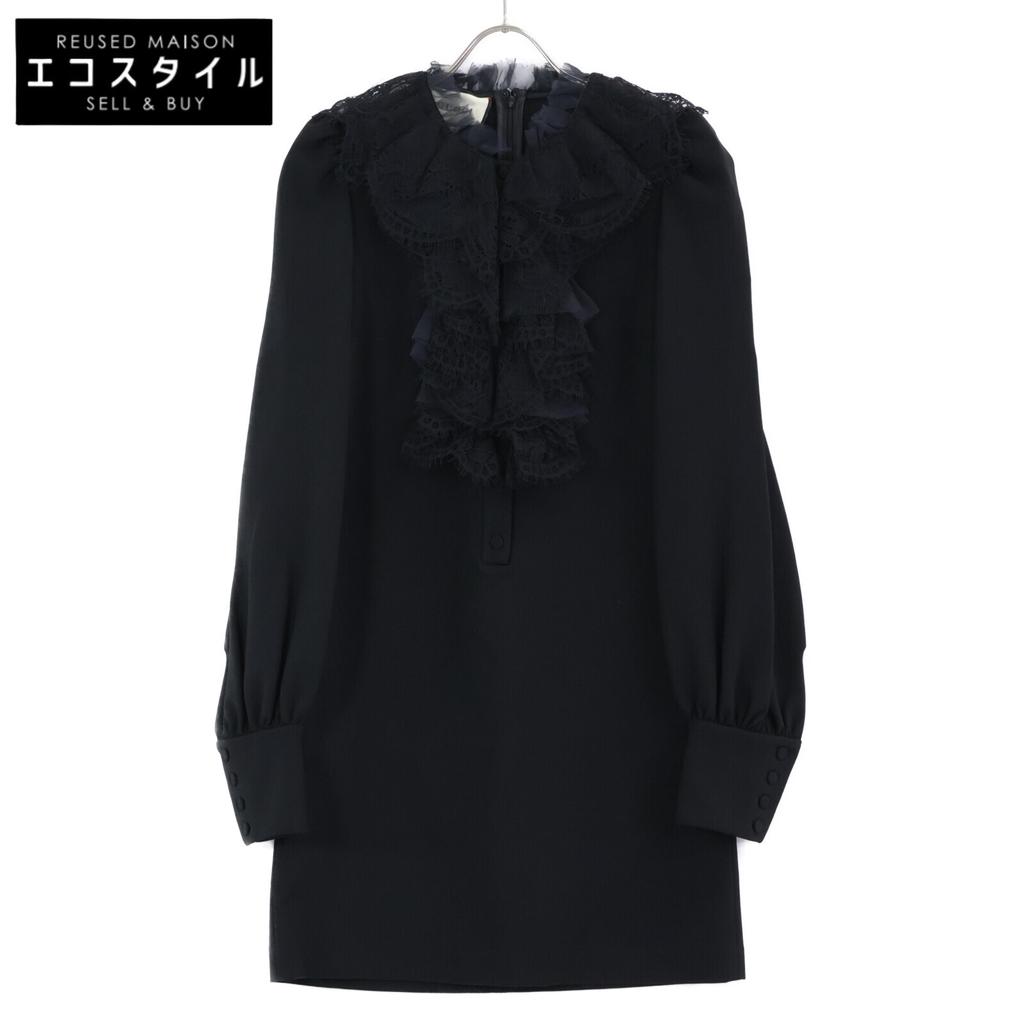 Gucci Domestic Regular 595504-XJBS6 Rayon X Nylon Lace Frill Dress Dress XS blackUsed