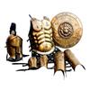 Römischer Spartaner-Rüstungsanzug mit Muskelset mit Schild, Helm, Armschutz, Beinschutz - Perfektes Halloween- oder Weihnachtsgeschenk