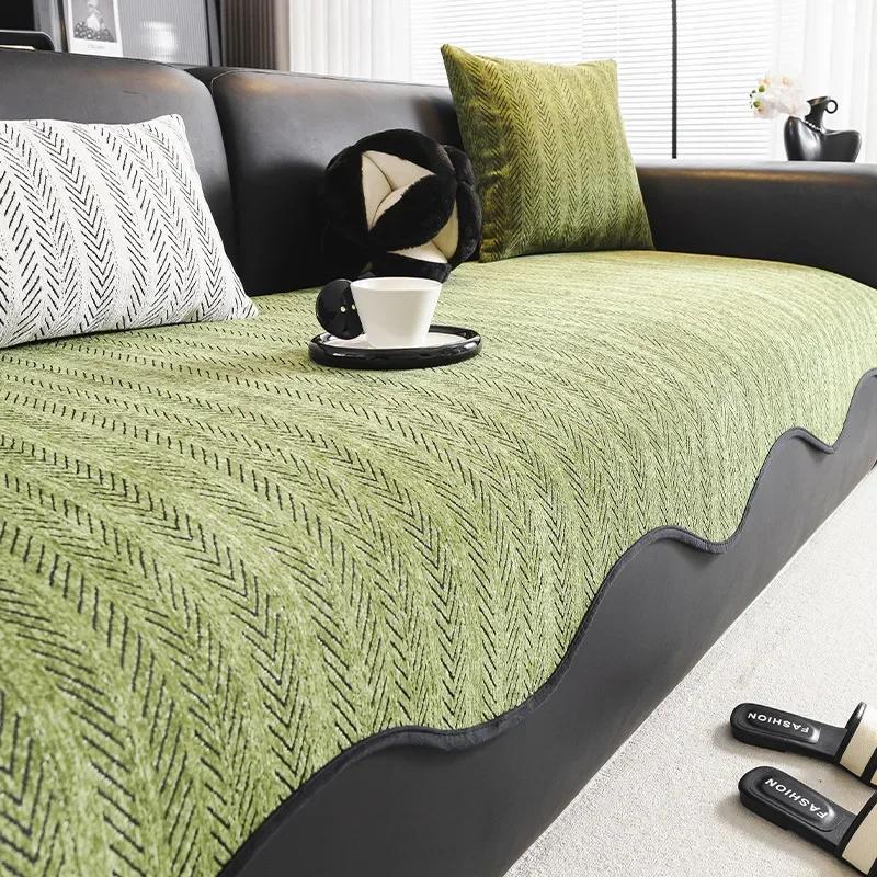 

Шенилловый чехол на диван для гостиной, универсальный на четыре сезона, чехлы на диван, нескользящее жаккардовое диванное полотенце, нерегулярные чехлы на диван A 90x90