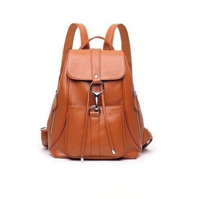 

A Fashionable and Versatile Soft Leather Backpack for Women Made of Cowhide коричневий