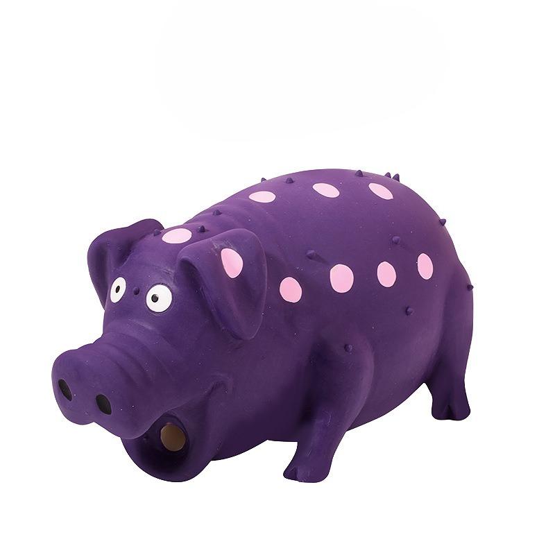 

Latex Pig Sound Toy - Filled with Cotton and Latex Prongs - Durable Toy for Teething and Chewing By Dogs фіолетовий