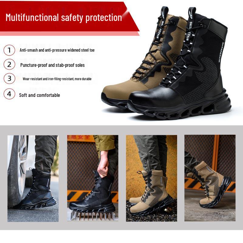Men's Steel Toe Safety Shoes: High-Top, Ankle Support, Anti-Smash, Puncture-Resistant, Comfortable, Wear-Resistant
