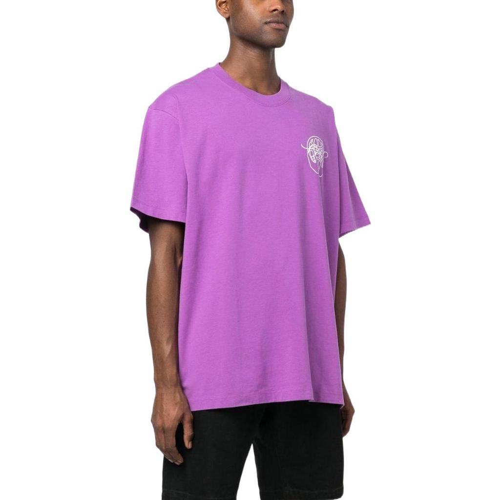 Off-White Ss23 Geometric Logo Print Crew Neck Short Sleeve T-Shirt Men Tops Lavender OMAA038S23JER0033601