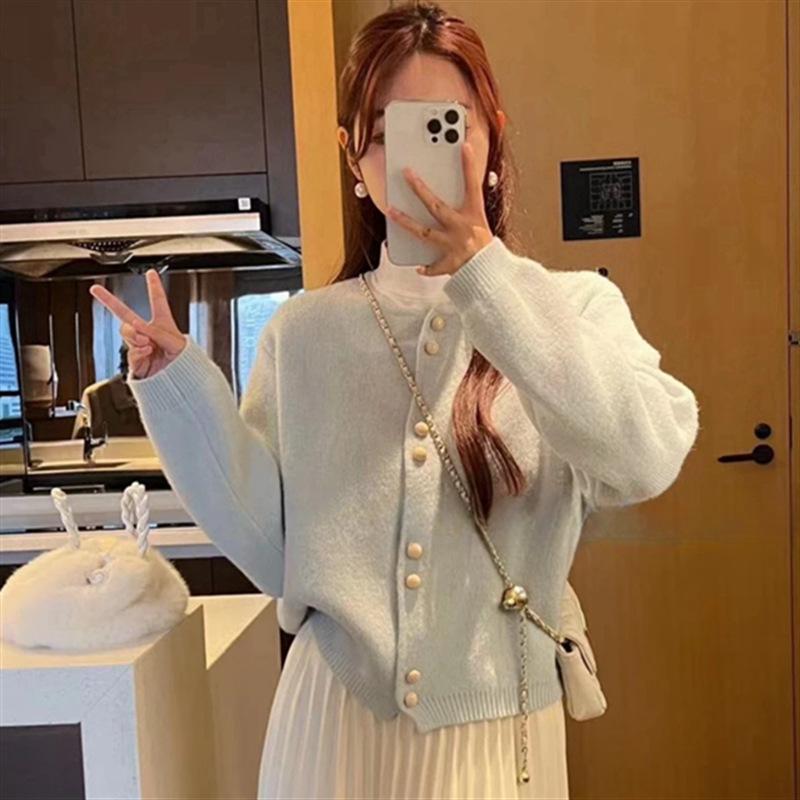 

YYFS Женская мода Повседневный Осень Зима Однотонный Принт Длинный Рукав О-Образным Вырезом Свитера Size: One Size светло-синий