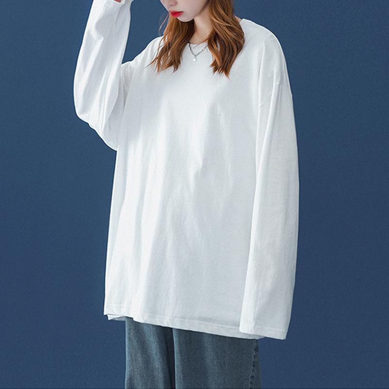 Frühling Herbst Paar Langarm T-Shirt Damen Basic T-Shirt Oversize T-Shirt Mann Lässig O-Ausschnitt Damen T-Shirt