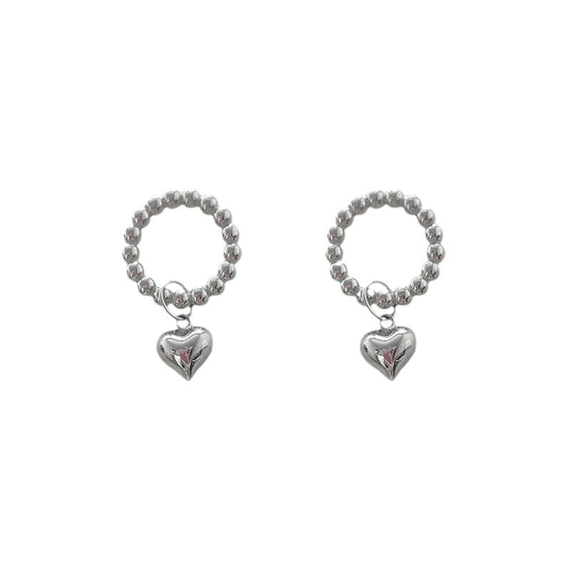 Design Glossy Love Small Bead Earrings Ins Cold Wind Fashion Hollow Circle Heart Shaped Hyunya Wind Earrings