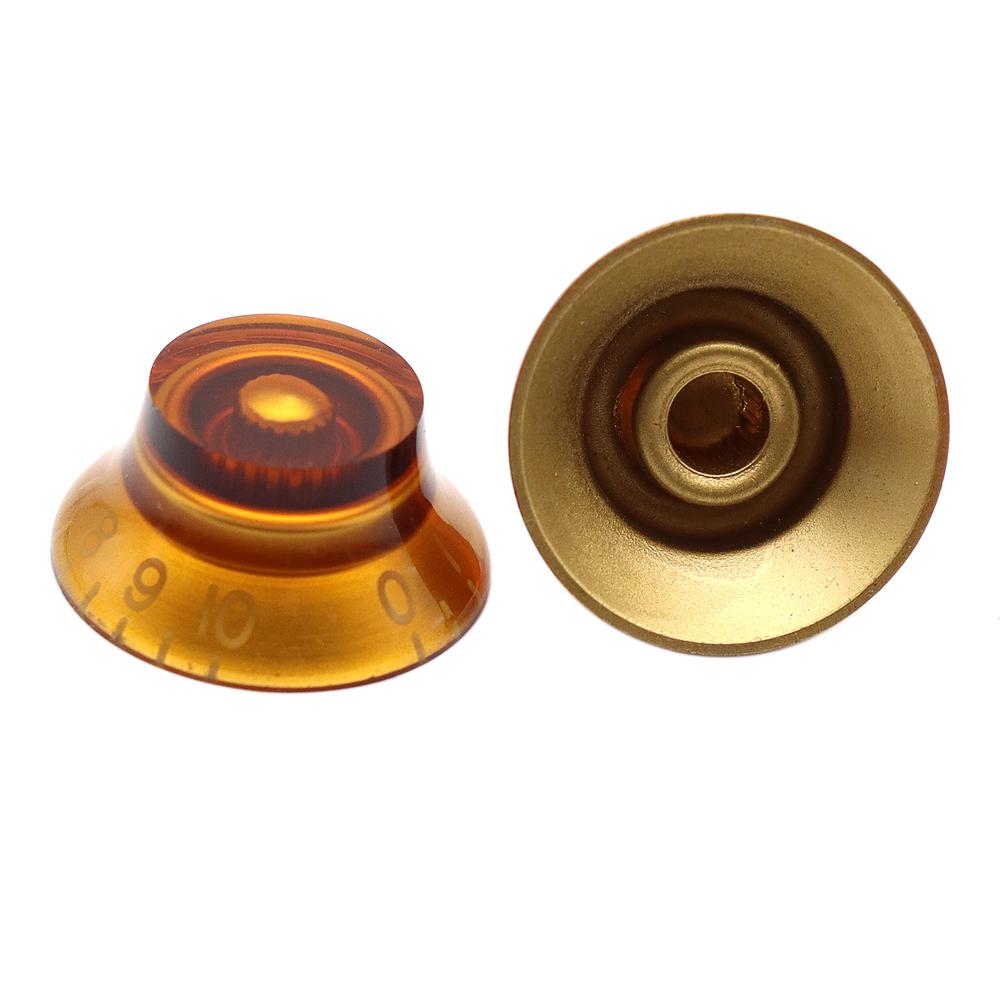 4 Pcs Guitar Bass Top Hat Bell Speed Knobs for LP SG Amber Guitar Knobs Brown