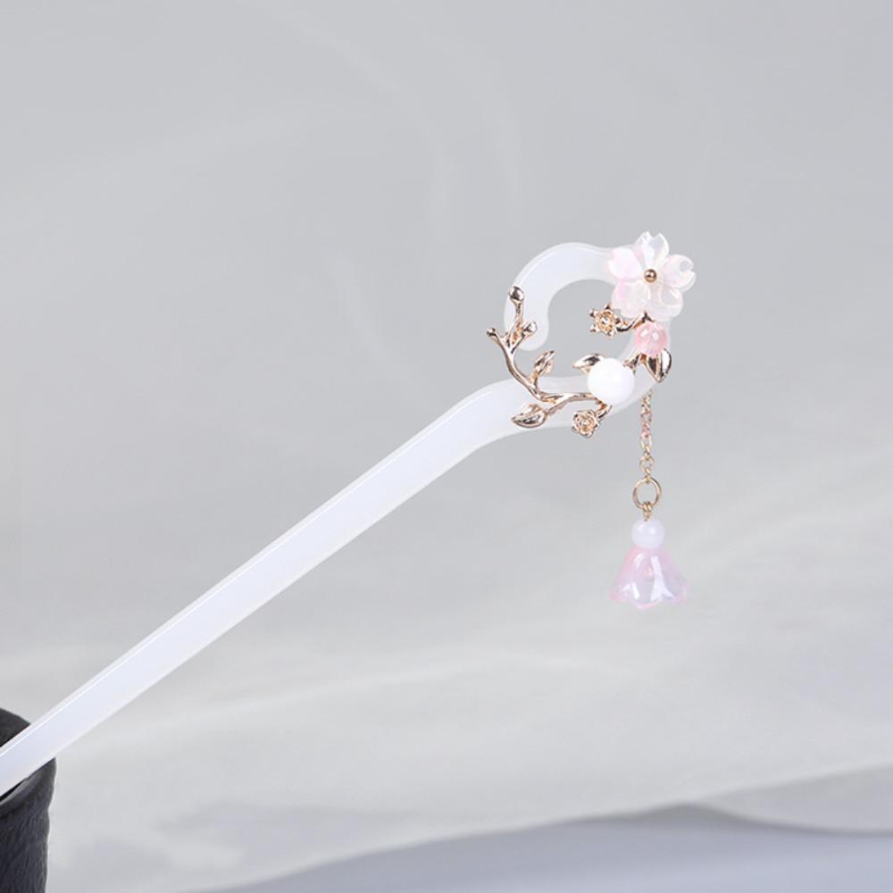 

Acetic Acid Chinese Style Hair Stick Pearl Flower Hairpin Fashion Hanfu Hair Clip Daily Style 1