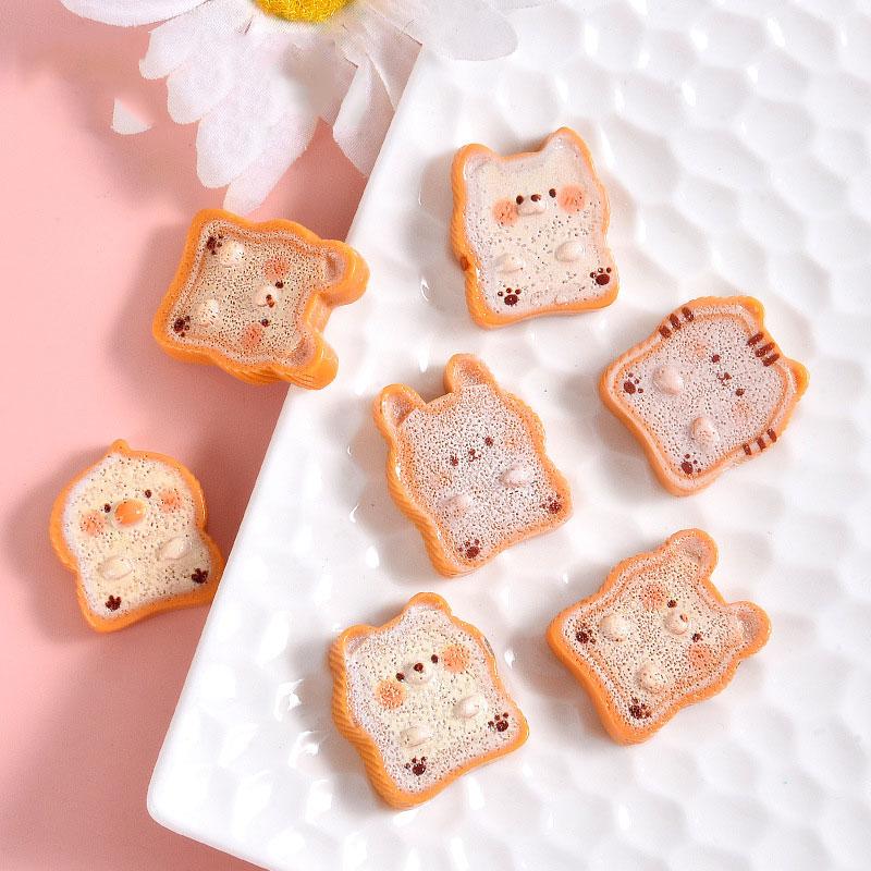 5pcs Animal Toast Bread Cat Resin Charms Pendant Jewelry Making Supplies Keychain Necklace Earrings Pendants DIY Findings