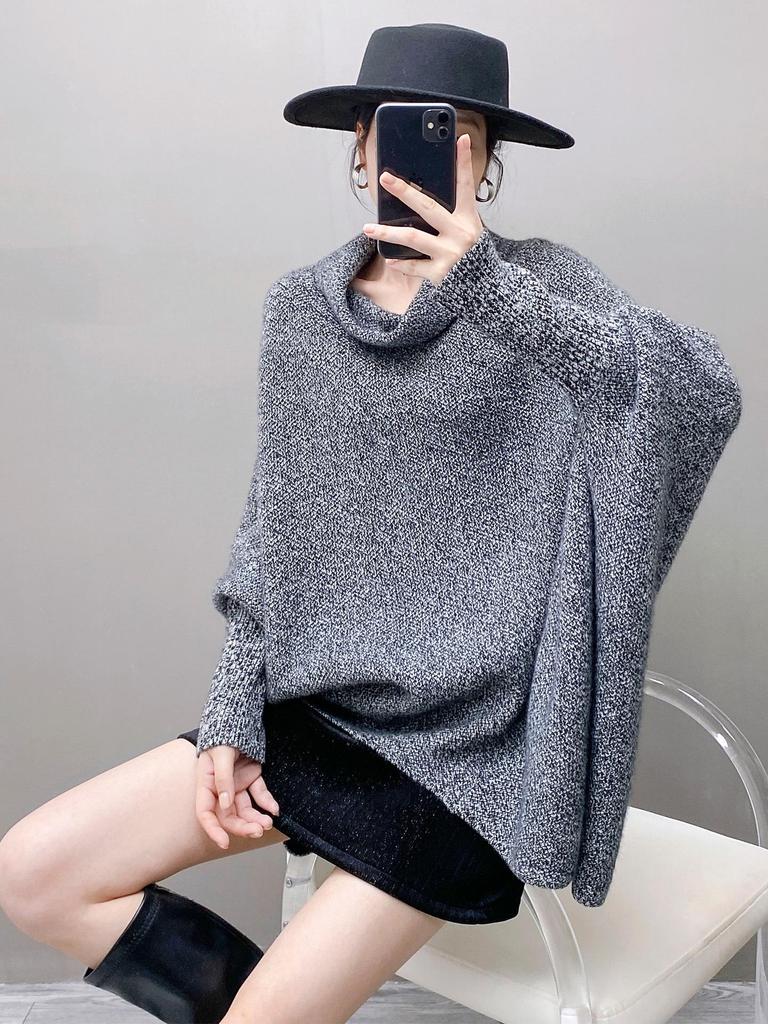 European Design High-End Women's Cashmere Batwing Cardigan - Irregular Knit, Fashionable and Lazy Style