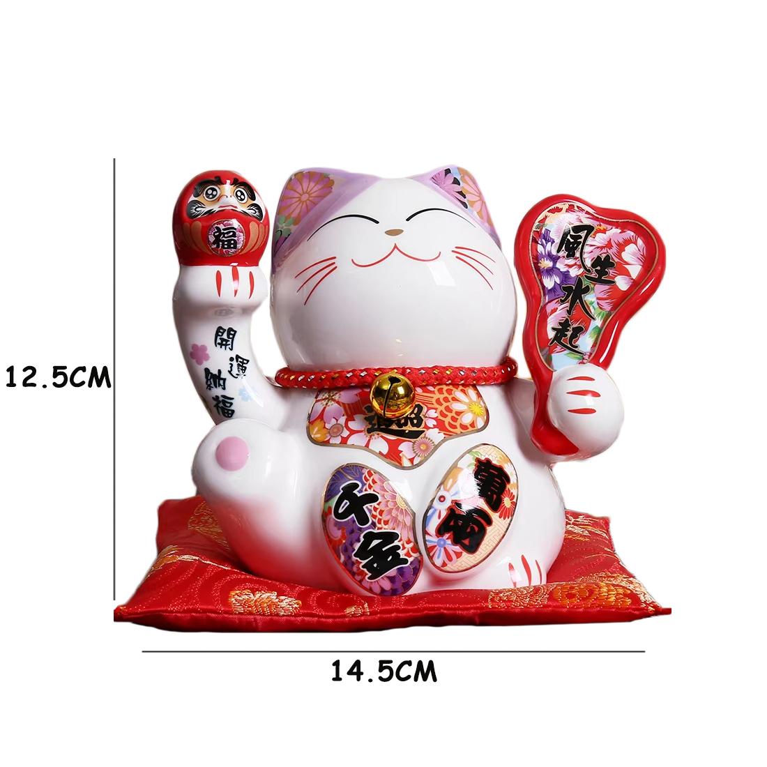 

5 inch Ceramic Fortune Cat Japanese Maneki Neko Statue Porcelain Lucky Cats Coin Bank Feng Shui Decor Ornament Home Decoration