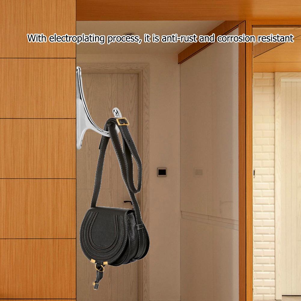 Modern Wall Mounted Coat Hook Bathroom Cloakroom Closet Clothes Rack Holder Hooks(Matte Chrome)