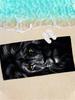 Trendy Black Lion Print Beach Towel,Microfiber Lightweight Quick Dry,Oversized for Camping Bathroom,Modern 3D Animal Decor Towel