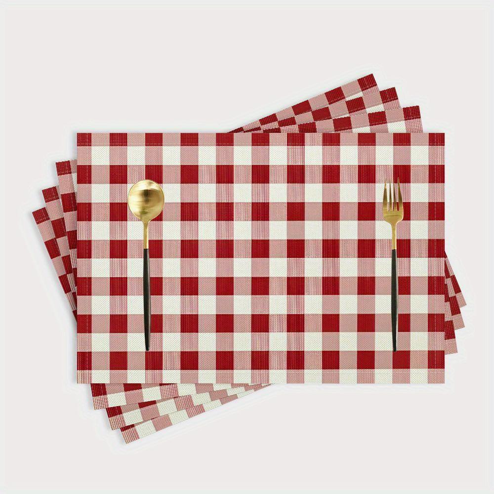 1pc  Linen Christmas Farmhouse Checkered Placemats, Placemat for Dining Table Wedding