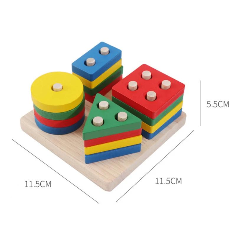 Baby Montessori Puzzle For Children 1 To 3 Years Wooden Toys Building Blocks Learning Educational Toys Color Shape Match Puzzle