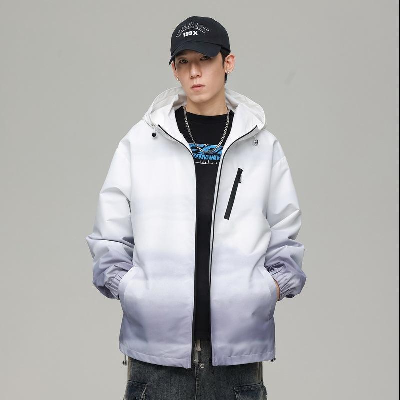 Modische japanische lockere Kapuzenjacke mit Farbverlauf für Jungen, Trendige Herbst-Paar-Freizeit-Allround-Jacke