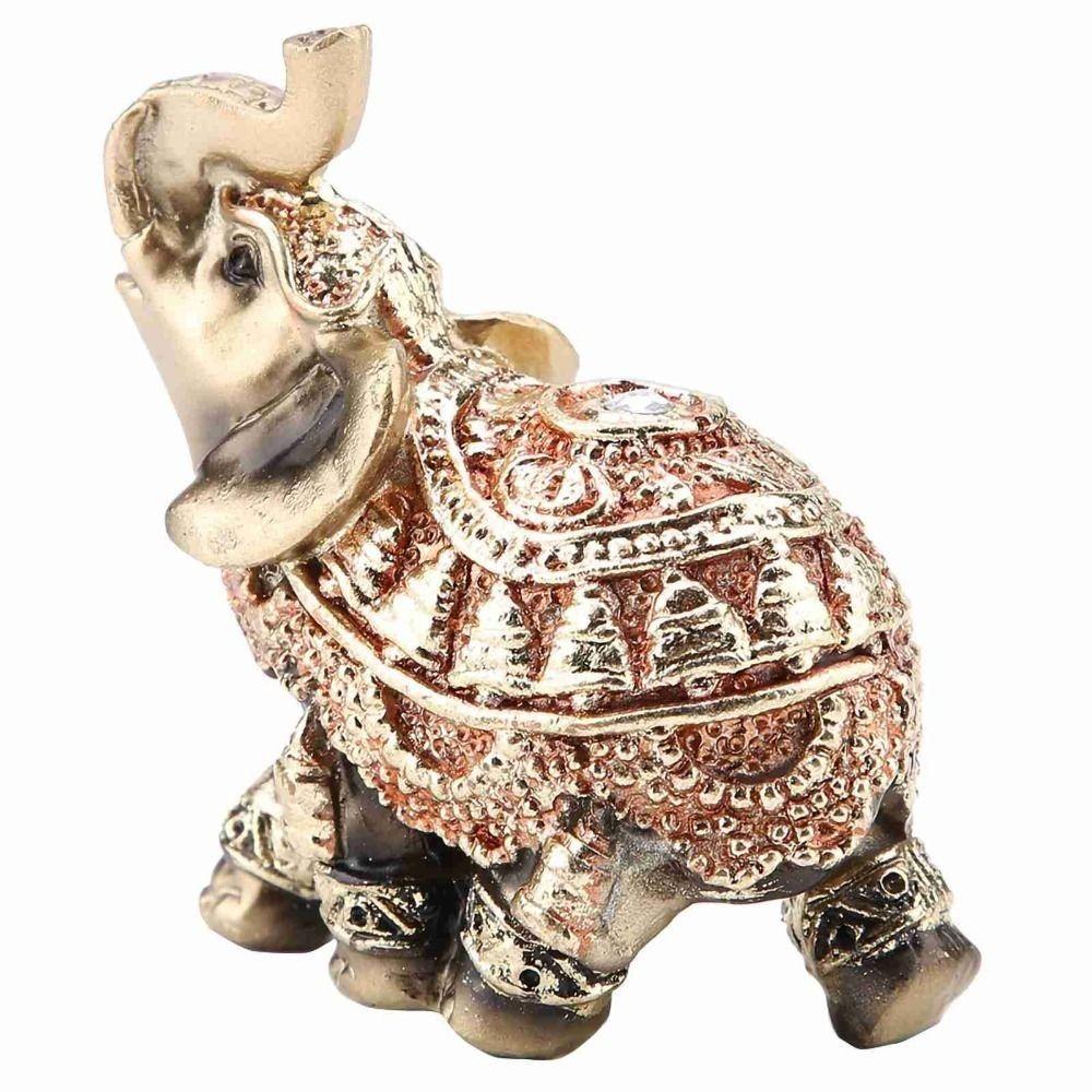 Resin Golden Elephant Figurine Gold Lucky Elephant Decoration  Reception Decoration
