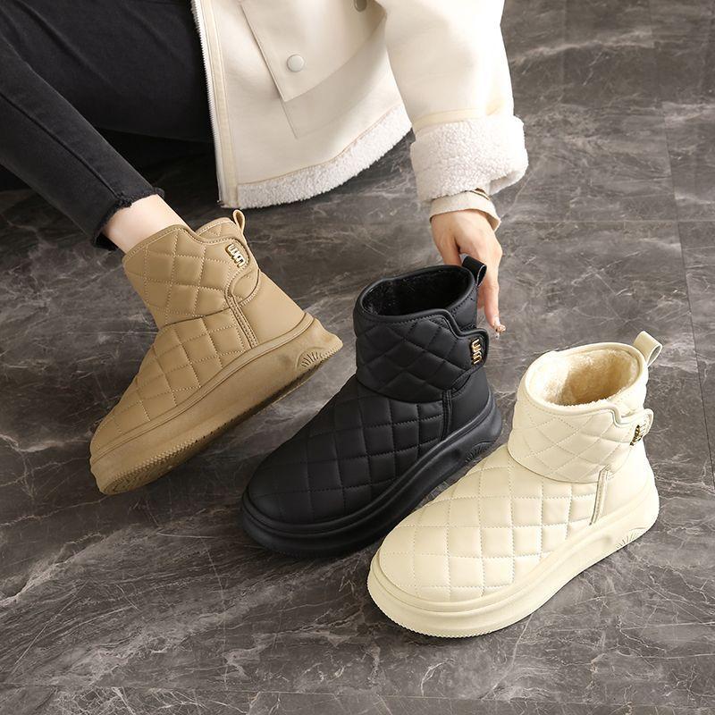 Integrierte Pelz-Schneestiefel vielseitige Samt-verdickte superweiche rutschfeste wasserdichte warme Baumwollstiefel Damen