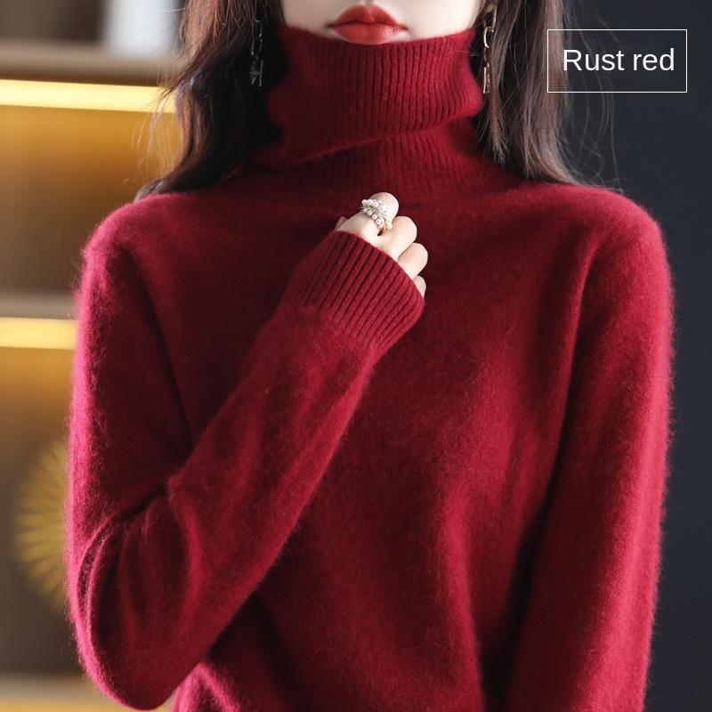 Women's Clothing For Autumn Winter 100% Mink Plush Turtleneck Pullover Sweater Ladies Cashmere Sweater
