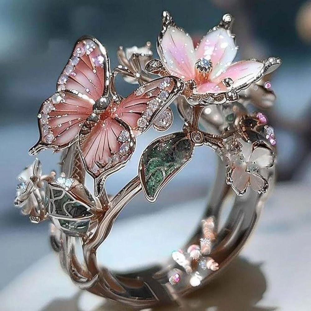 Crafts Vintage Rings Jewelry Accessories Finger Decorations Fashion Butterfly Ring