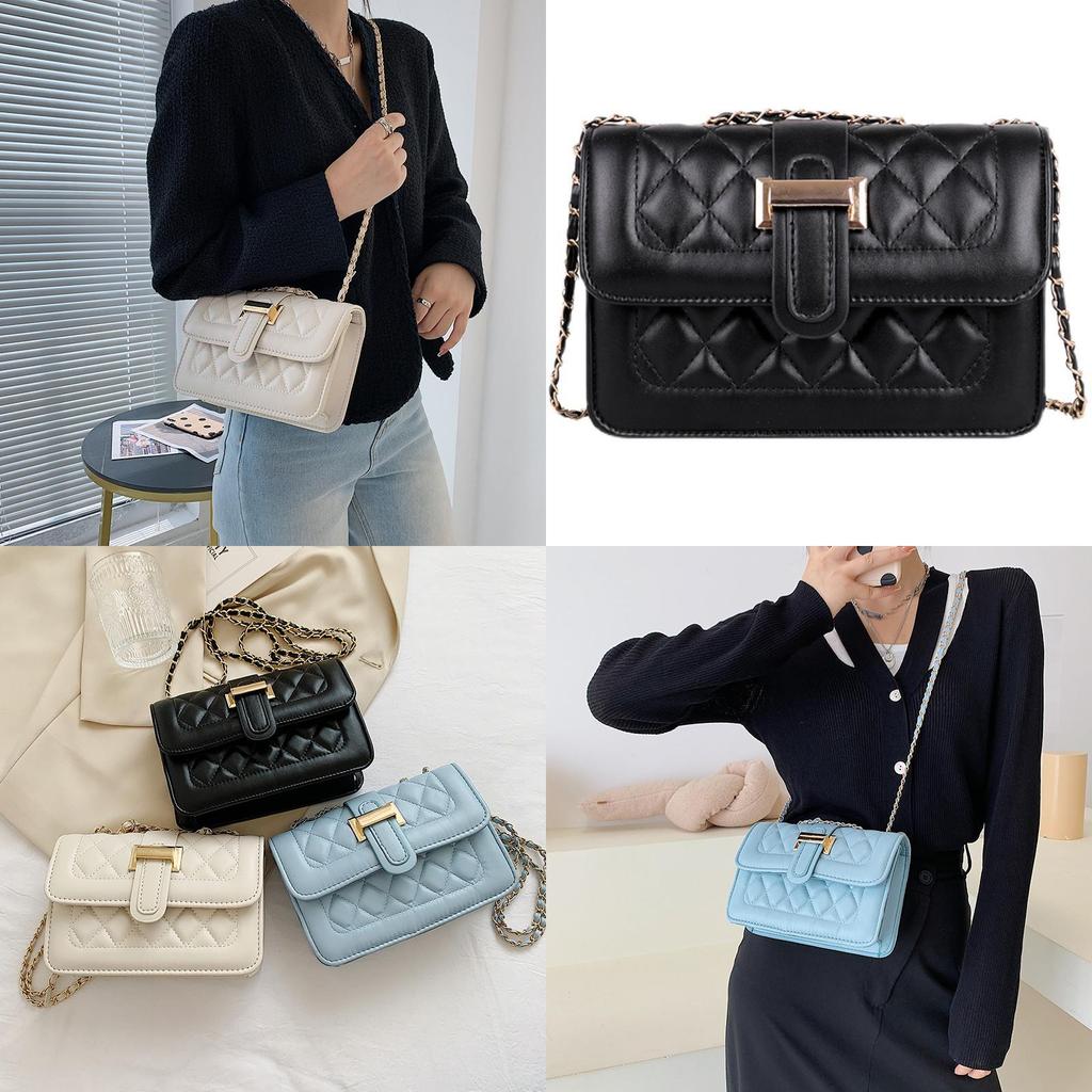 Fashionable Urban Chic Diamond Quilted Chain Shoulder Bag Stylish Small Pu Crossbody