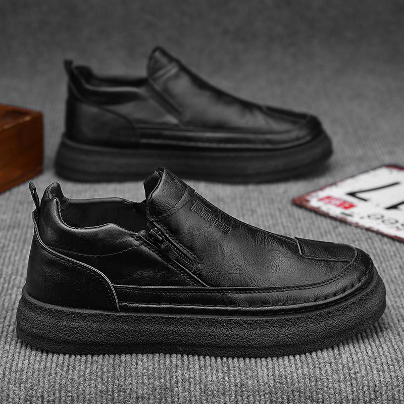 Male Casual Chelsea Boots Slip-on High Top Designer Luxury Sale Legitimate Retro Men's Leather Shoes Low Price Cowhide Elegant