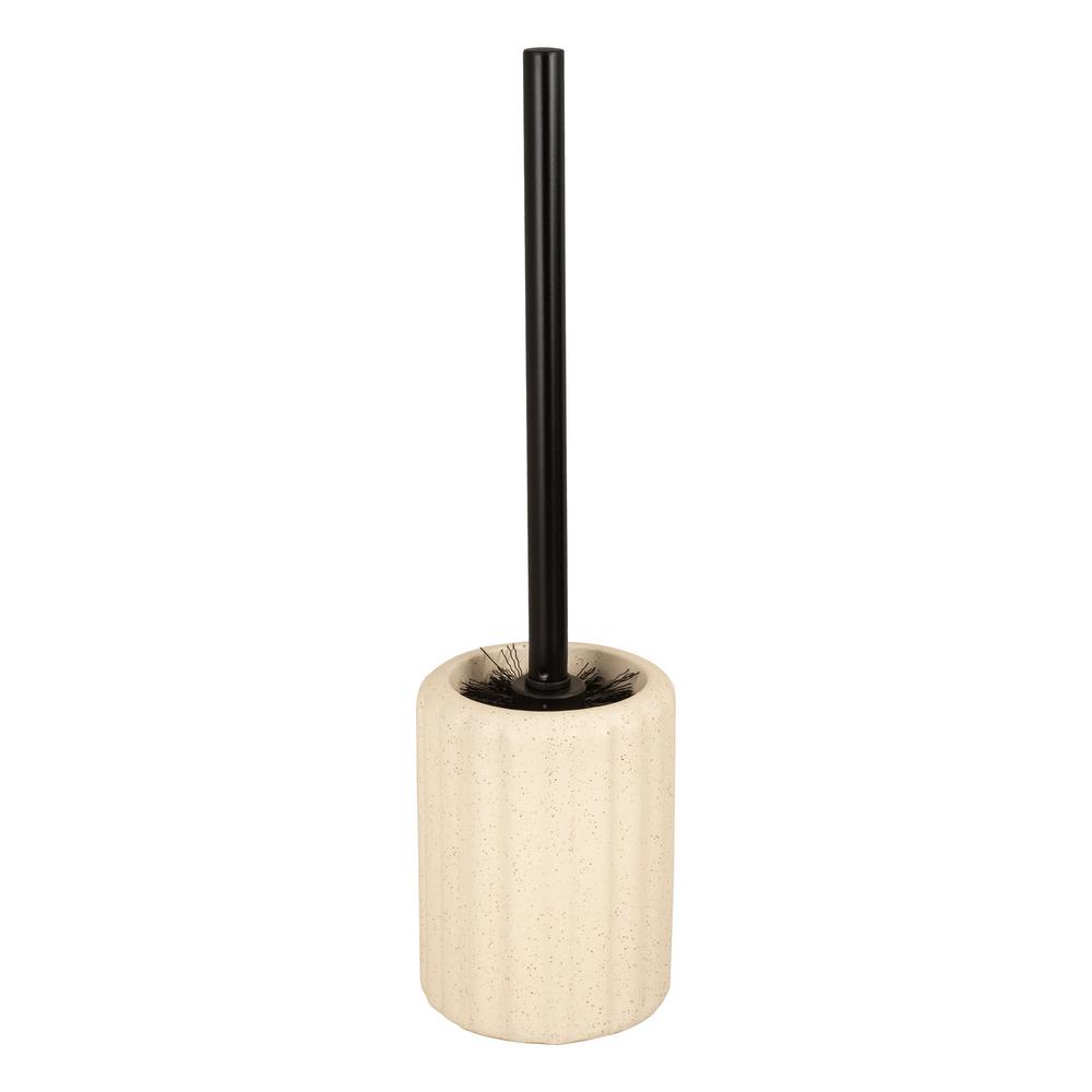 KENYA Ceramic Cream Black Toilet Brush with Holder